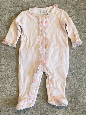 FAO Light Pink Ruffle-Trim Footed One-Piece